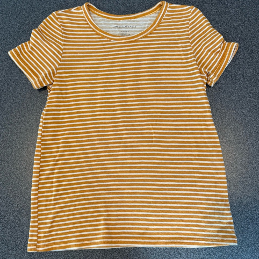 American Eagle Outfitters Yellow Striped Tee